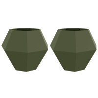 Produktbild för Planteringskärl 2 pcs Olivgrön 100 x 100 x 80 cm Stål