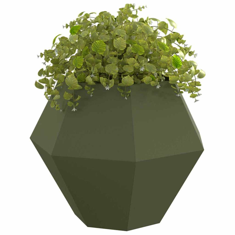 Produktbild för Planteringskärl 2 pcs Olivgrön 100 x 100 x 80 cm Stål