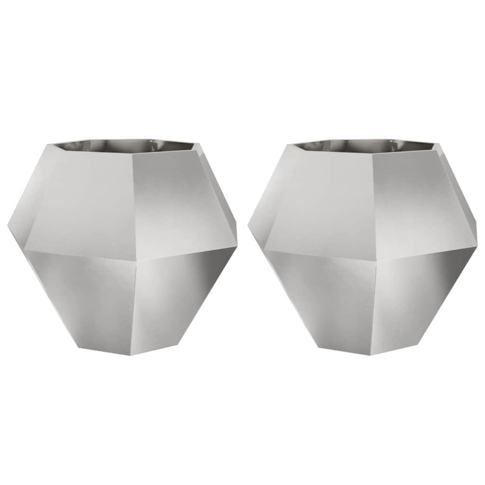 Produktbild för Planteringskärl 2 pcs Silver 100 x 100 x 80 cm Rostfritt stål