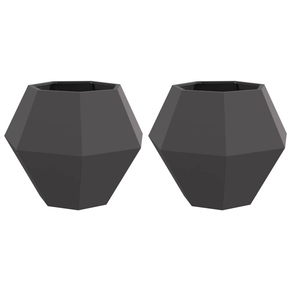 Produktbild för Planteringskärl 2 pcs Svart 75 x 75 x 60 cm Stål