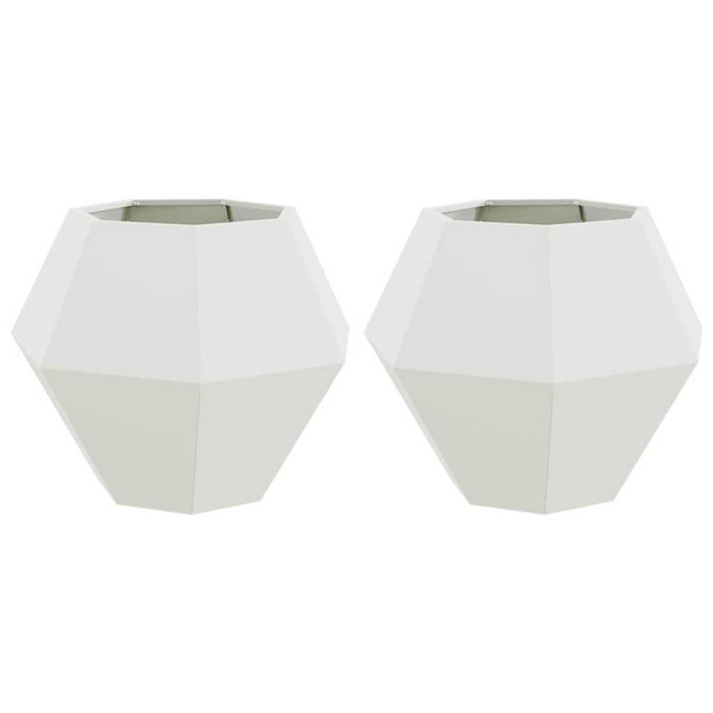 Produktbild för Planteringskärl 2 pcs Vit 75 x 75 x 60 cm Stål