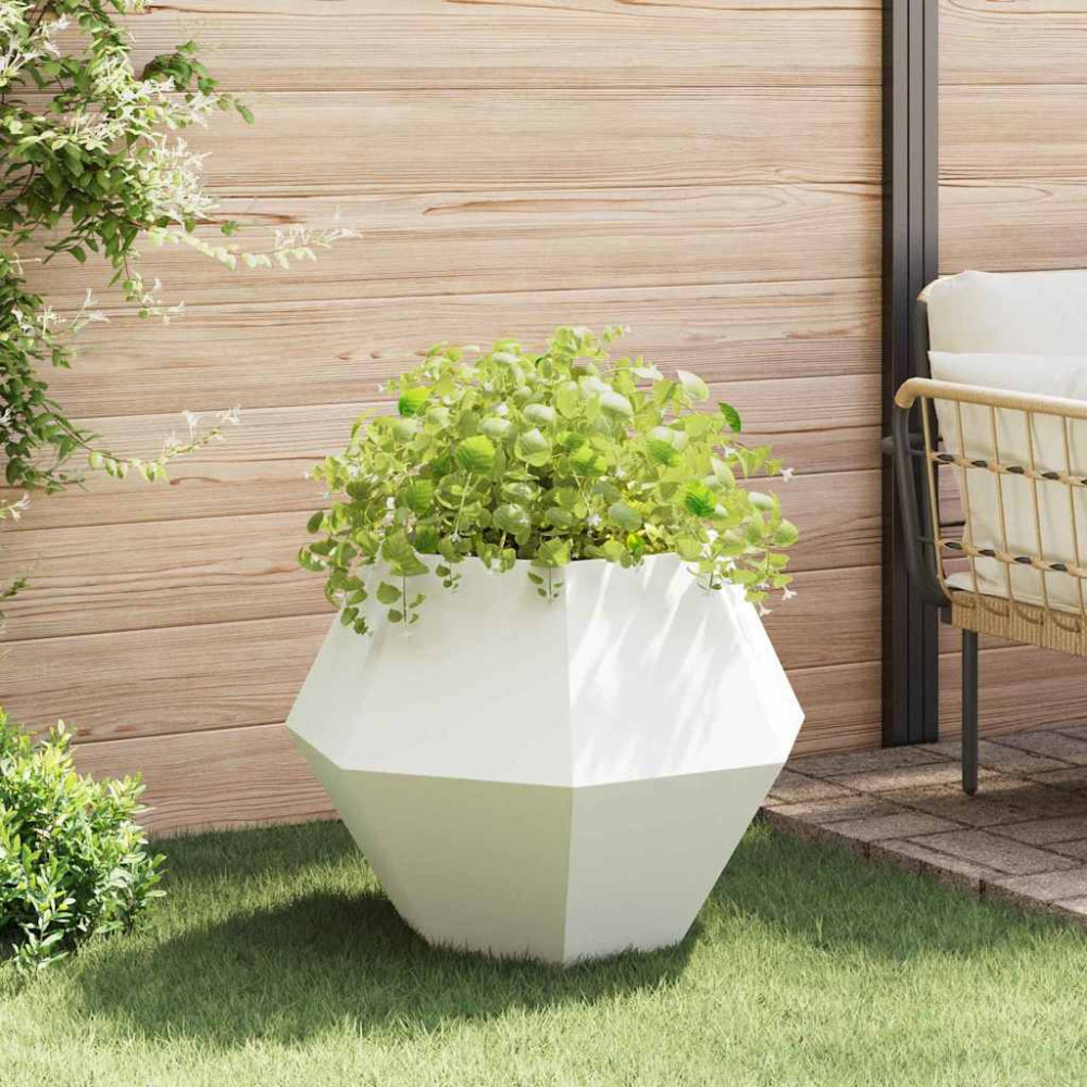 Produktbild för Planteringskärl 2 pcs Vit 75 x 75 x 60 cm Stål