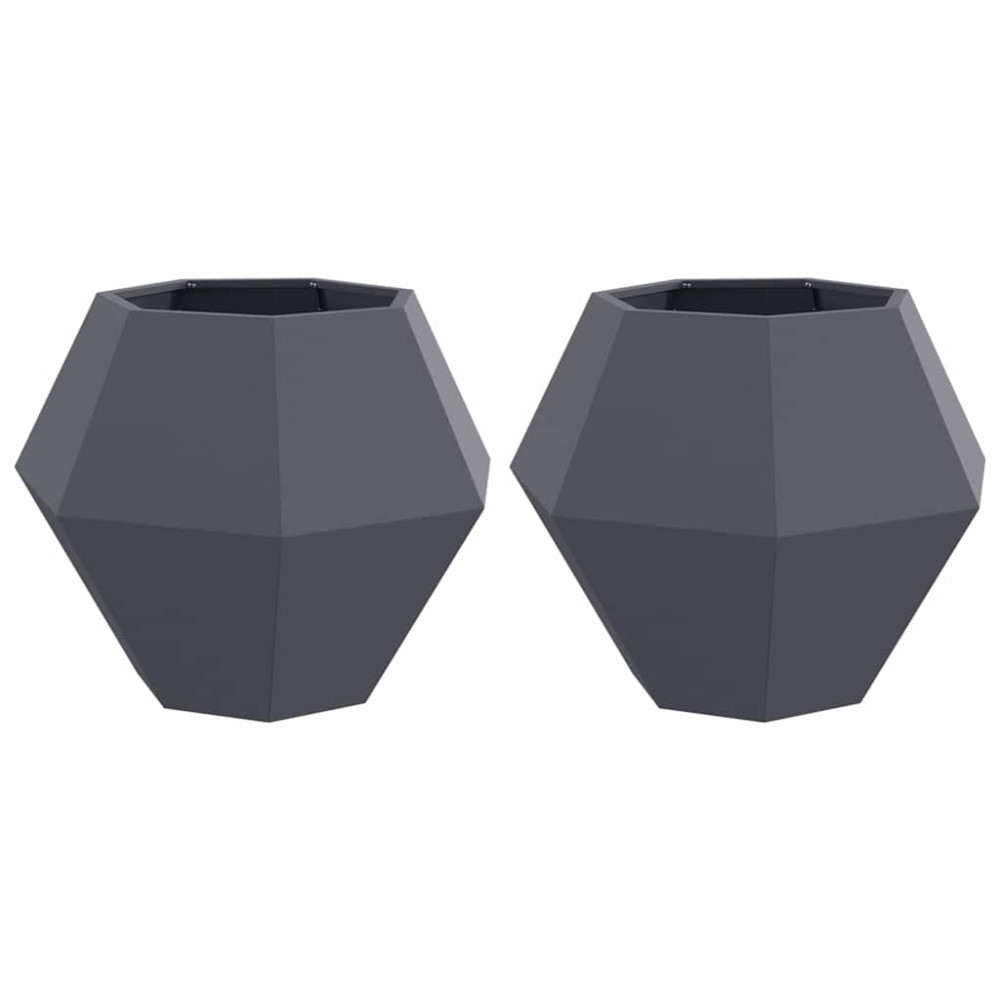 Produktbild för Planteringskärl 2 pcs Antracit 75 x 75 x 60 cm Stål
