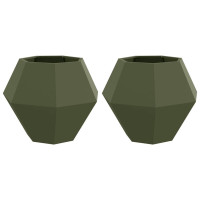 Produktbild för Planteringskärl 2 pcs Olivgrön 75 x 75 x 60 cm Stål