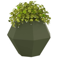 Produktbild för Planteringskärl 2 pcs Olivgrön 75 x 75 x 60 cm Stål