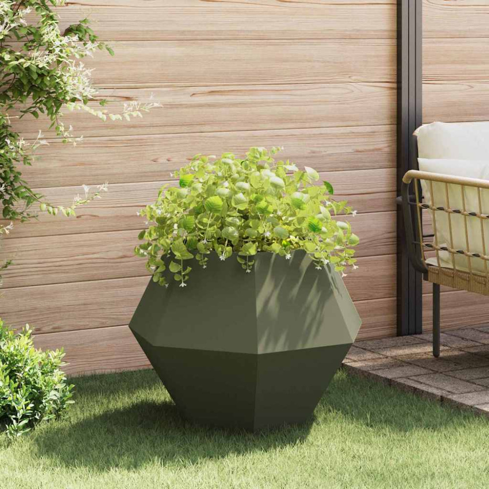 Produktbild för Planteringskärl 2 pcs Olivgrön 75 x 75 x 60 cm Stål