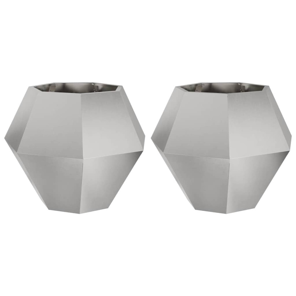 Produktbild för Planteringskärl 2 pcs Silver 75 x 75 x 60 cm Rostfritt stål