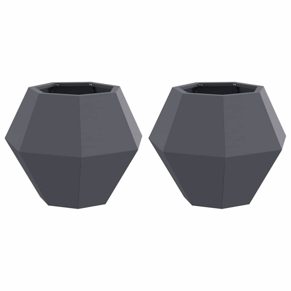 Produktbild för Planteringskärl 2 pcs Antracit 50 x 50 x 40 cm Stål