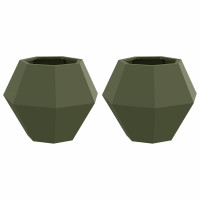 Produktbild för Planteringskärl 2 pcs Olivgrön 50 x 50 x 40 cm Stål