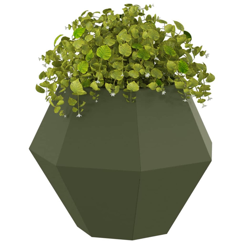 Produktbild för Planteringskärl 2 pcs Olivgrön 50 x 50 x 40 cm Stål