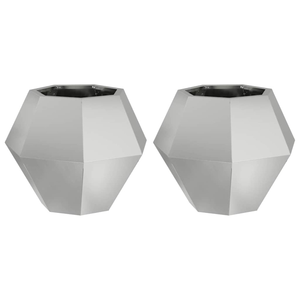 Produktbild för Planteringskärl 2 pcs Silver 50 x 50 x 40 cm Galvaniserat Stål