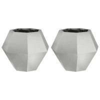 Produktbild för Planteringskärl 2 pcs Silver 50 x 50 x 40 cm Galvaniserat Stål