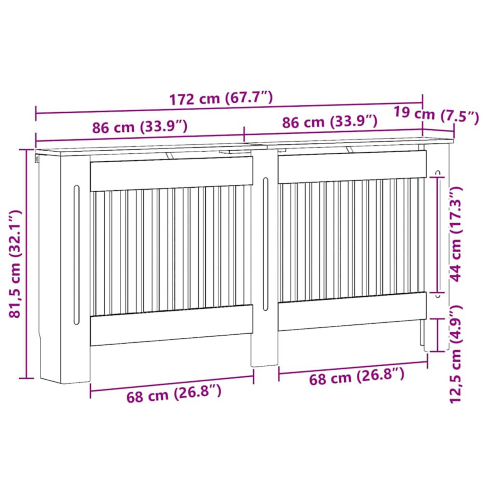 Produktbild för Radiatorlock Rökt ek 172 x 19 x 81,5 cm Konstruerat trä
