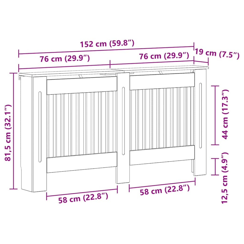 Produktbild för Radiatorlock Svart Ek 152 x 19 x 81,5 cm Konstruerat trä