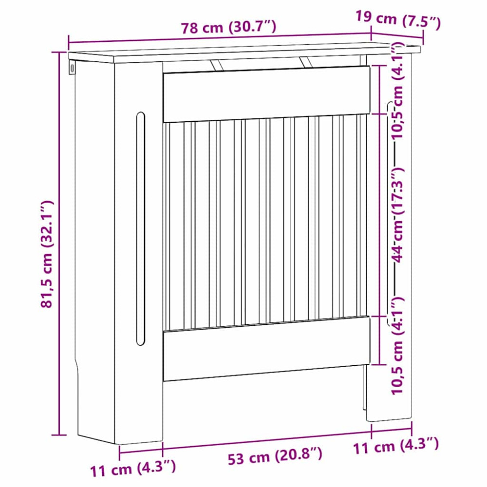Produktbild för Radiatorlock Grå Sonoma 78 x 19 x 81,5 cm Konstruerat trä