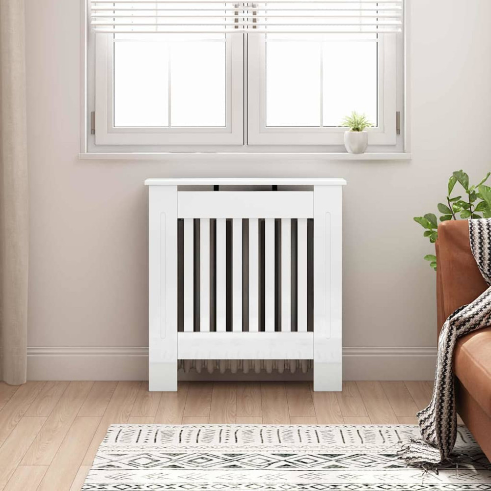 Produktbild för Radiatorlock Högblanka vita 78 x 19 x 81,5 cm Konstruerat trä
