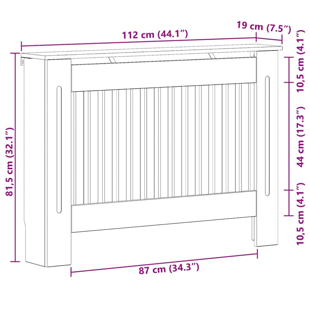 Produktbild för Radiatorlock Betonggrå 112 x 19 x 81,5 cm Konstruerat trä