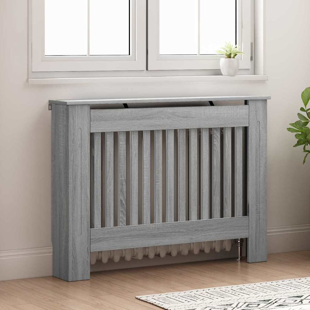 Produktbild för Radiatorlock Grå Sonoma 112 x 19 x 81,5 cm Konstruerat trä