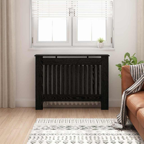 vidaXL Radiatorlock Svart Ek 112 x 19 x 81,5 cm Konstruerat trä