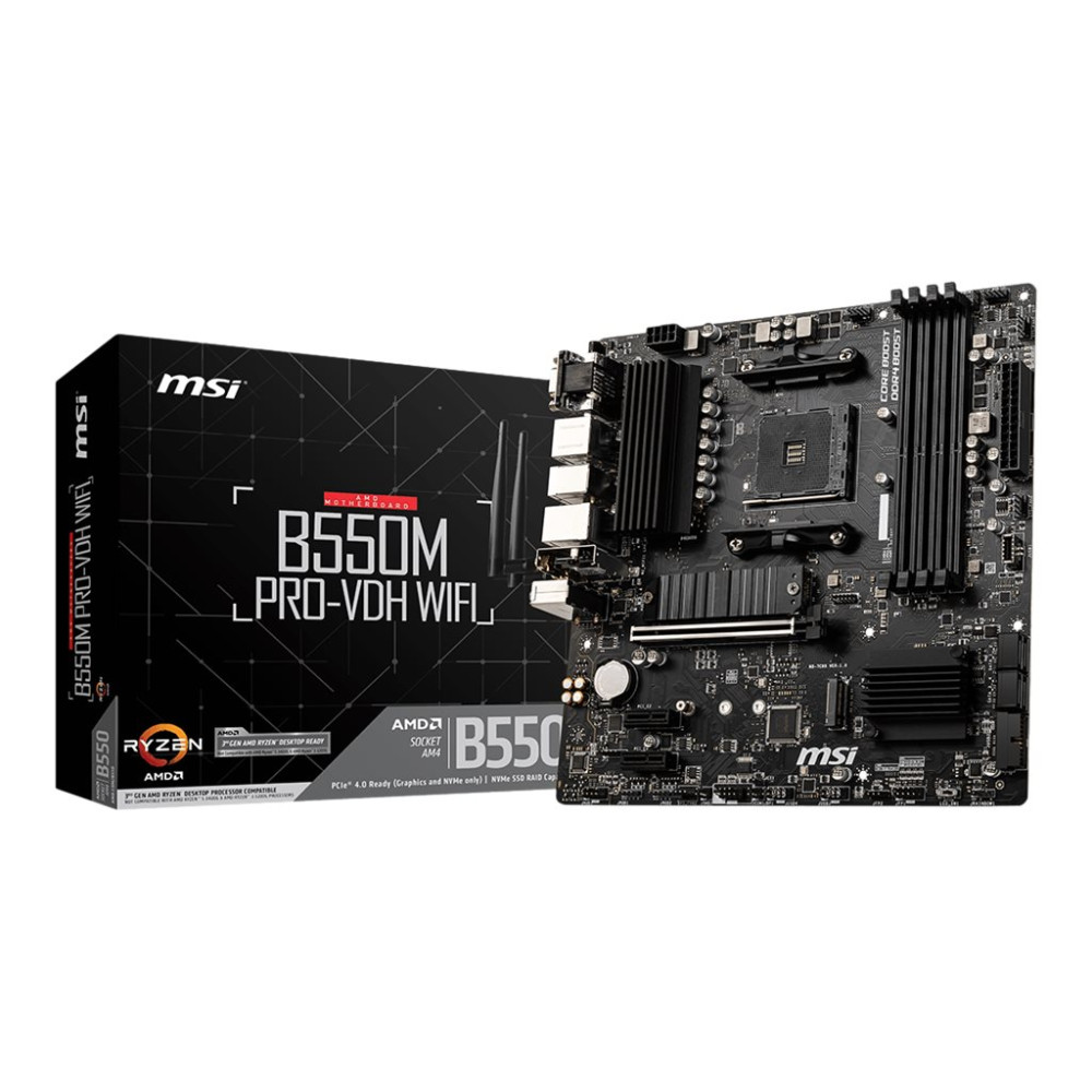 Produktbild för MSI B550M PRO-VDH WIFI - moderkort - micro ATX - Socket AM4 - AMD B550