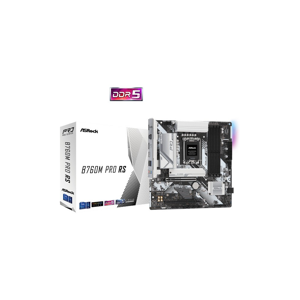 Produktbild för ASRock B760M PRO RS/D5 - moderkort - micro ATX - LGA1700-uttag - B760
