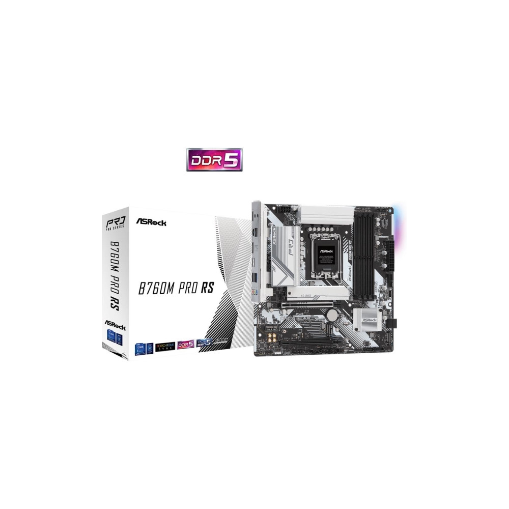 Produktbild för ASRock B760M PRO RS/D5 - moderkort - micro ATX - LGA1700-uttag - B760