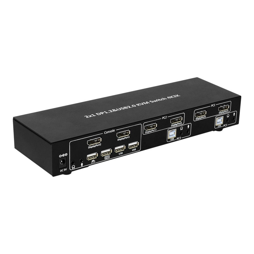 Produktbild för TECHly IDATA DP-KVM2 - omkopplare för tangentbord/video/mus/ljud/USB - 2 portar