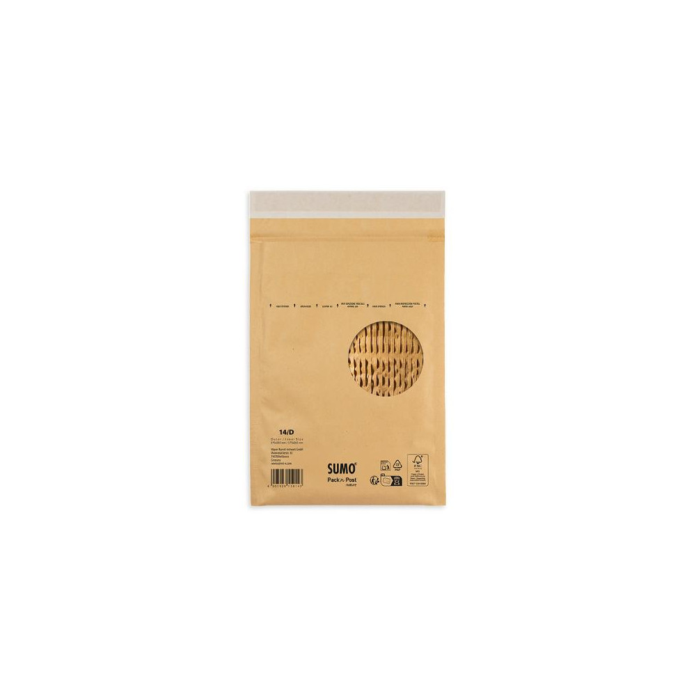 Produktbild för Påse vadderad SUMO 175x265mm brun 100/fp