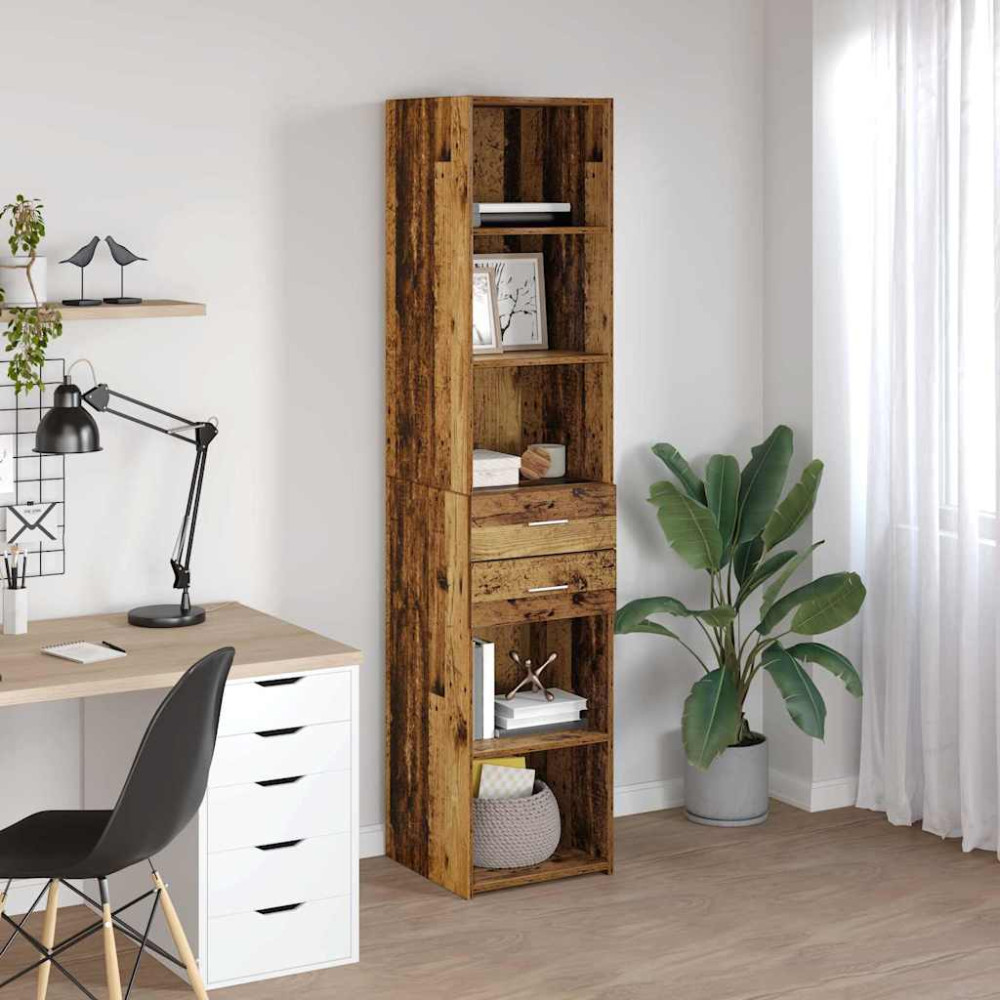 Produktbild för Skåp med låda Gammalt trä 40 x 42,5 x 185 cm Konstruerat trä