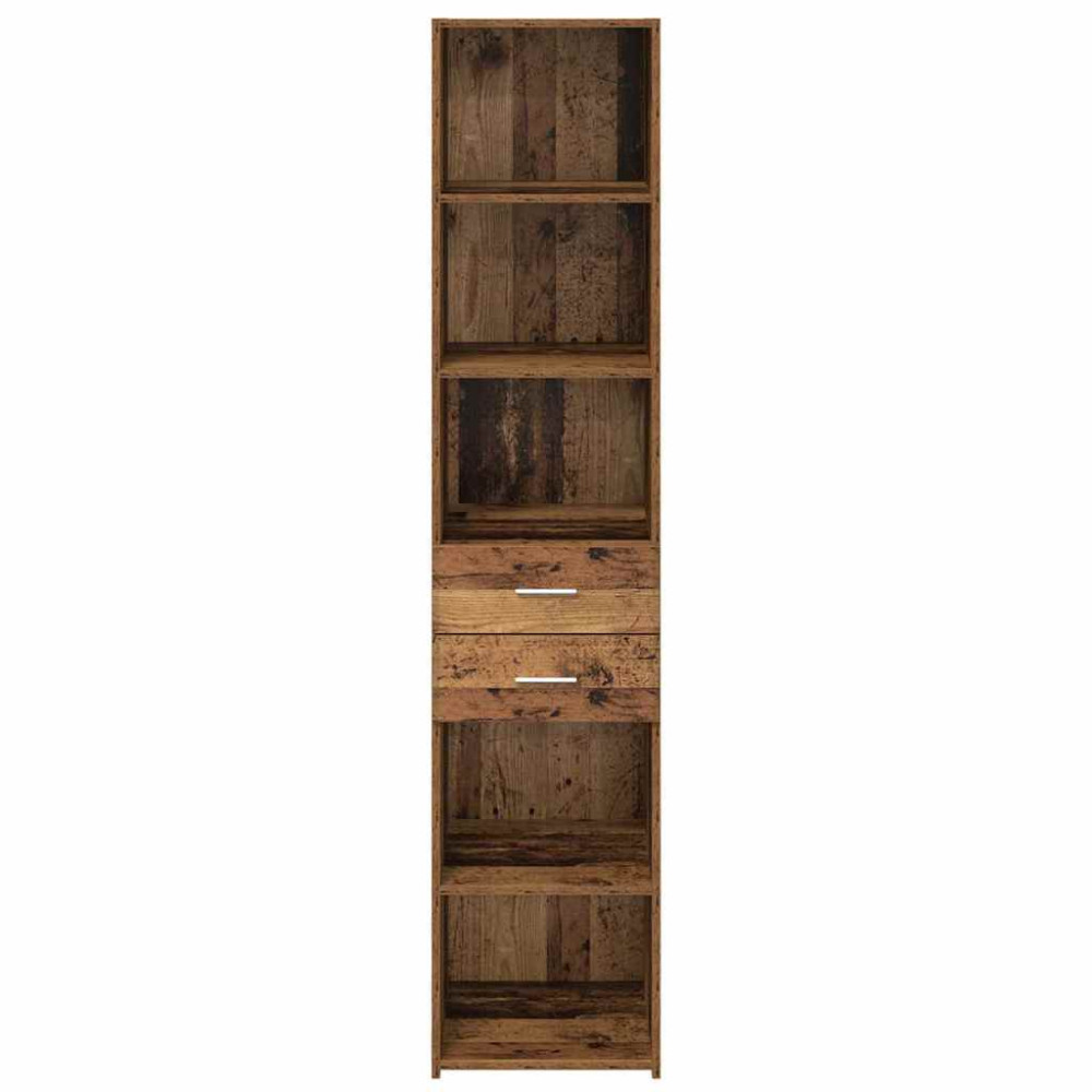 Produktbild för Skåp med låda Gammalt trä 40 x 42,5 x 185 cm Konstruerat trä