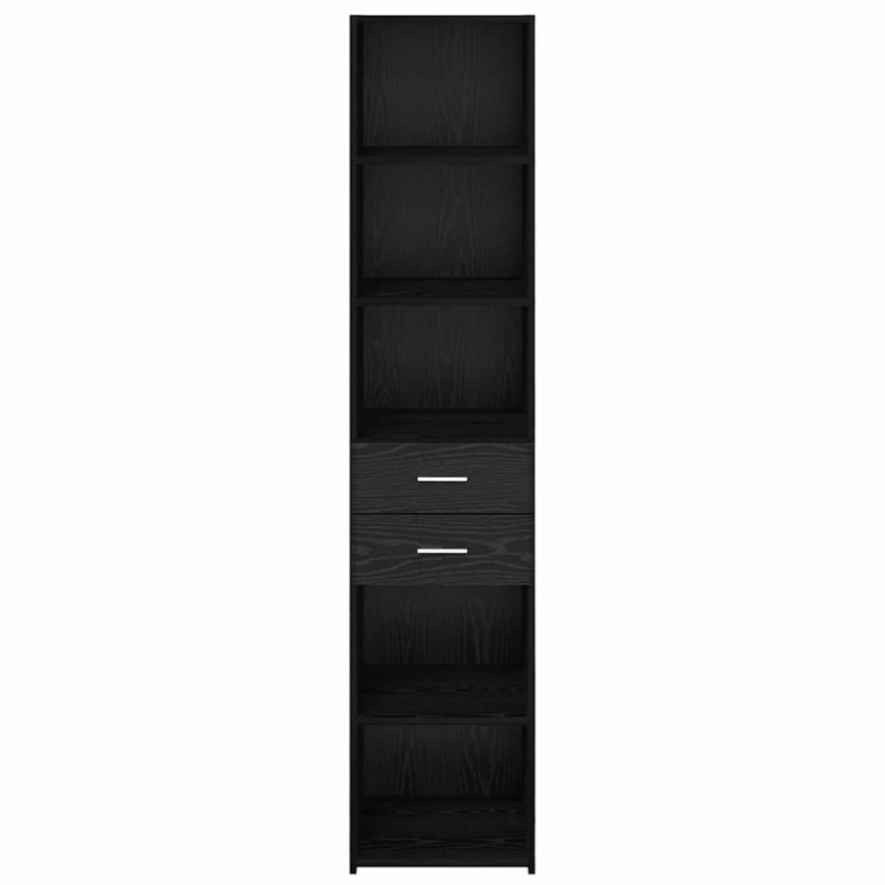 Produktbild för Skåp med låda Svart Ek 40 x 42,5 x 185 cm Konstruerat trä