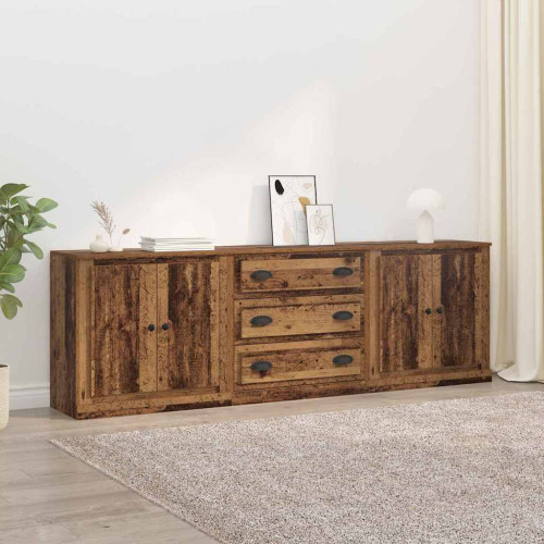 vidaXL Skåp 3 pcs Svart ek 210 x 35,5 x 67,5 cm Konstruerat trä