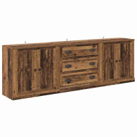 Produktbild för Skåp 3 pcs Svart ek 210 x 35,5 x 67,5 cm Konstruerat trä