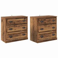 Produktbild för Skåp 2 pcs Gammalt trä 70 x 35,5 x 67,5 cm Konstruerat trä