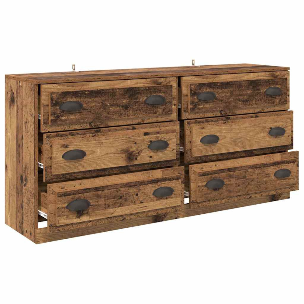 Produktbild för Skåp 2 pcs Gammalt trä 70 x 35,5 x 67,5 cm Konstruerat trä
