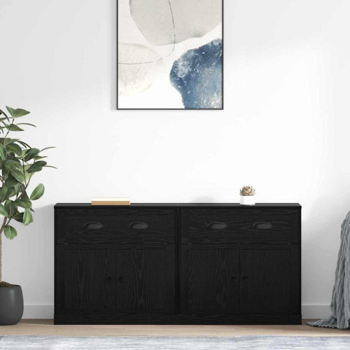 vidaXL Skåp 2 pcs Svart Ek 70 x 35,5 x 67,5 cm Konstruerat trä