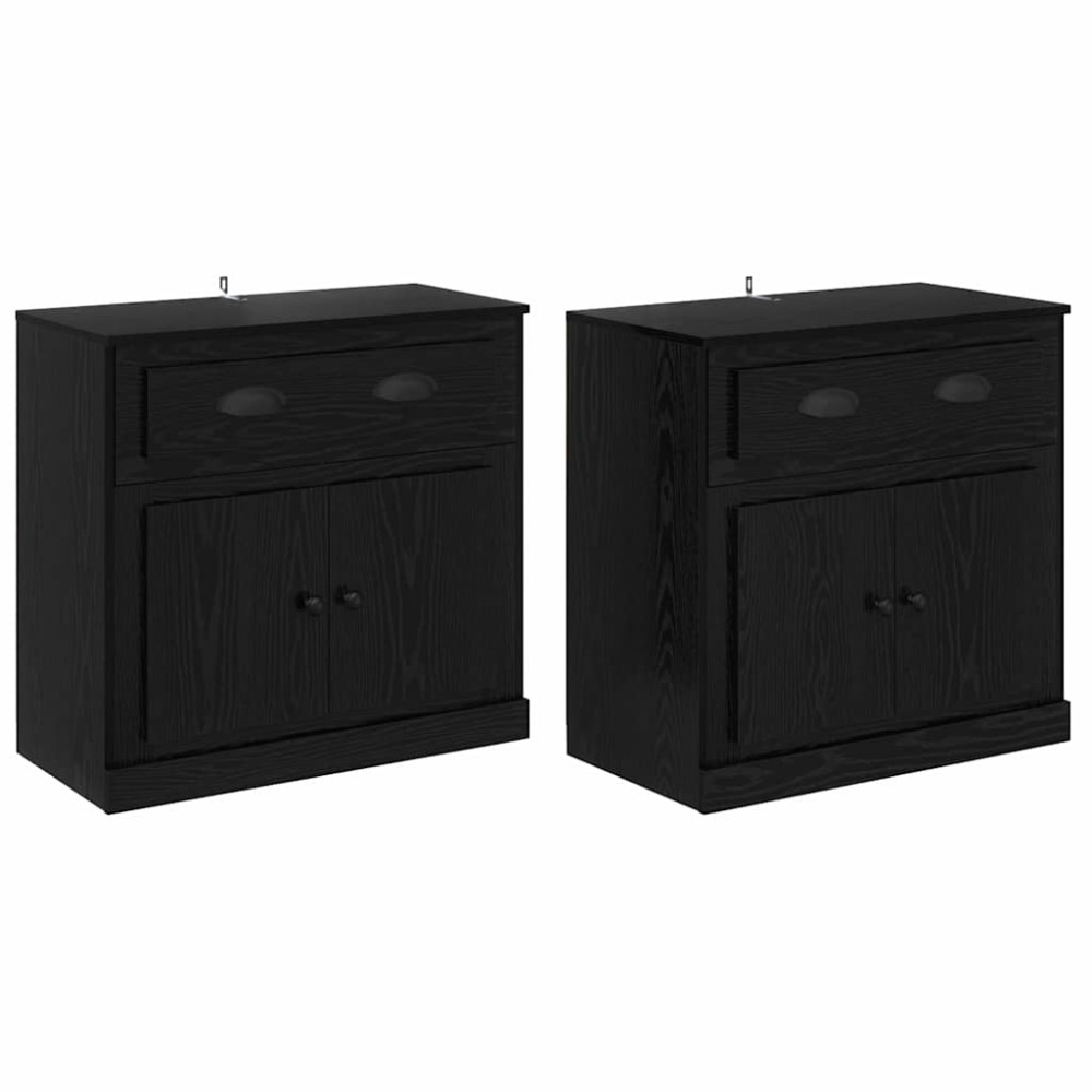 Produktbild för Skåp 2 pcs Svart Ek 70 x 35,5 x 67,5 cm Konstruerat trä
