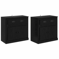 Produktbild för Skåp 2 pcs Svart Ek 70 x 35,5 x 67,5 cm Konstruerat trä