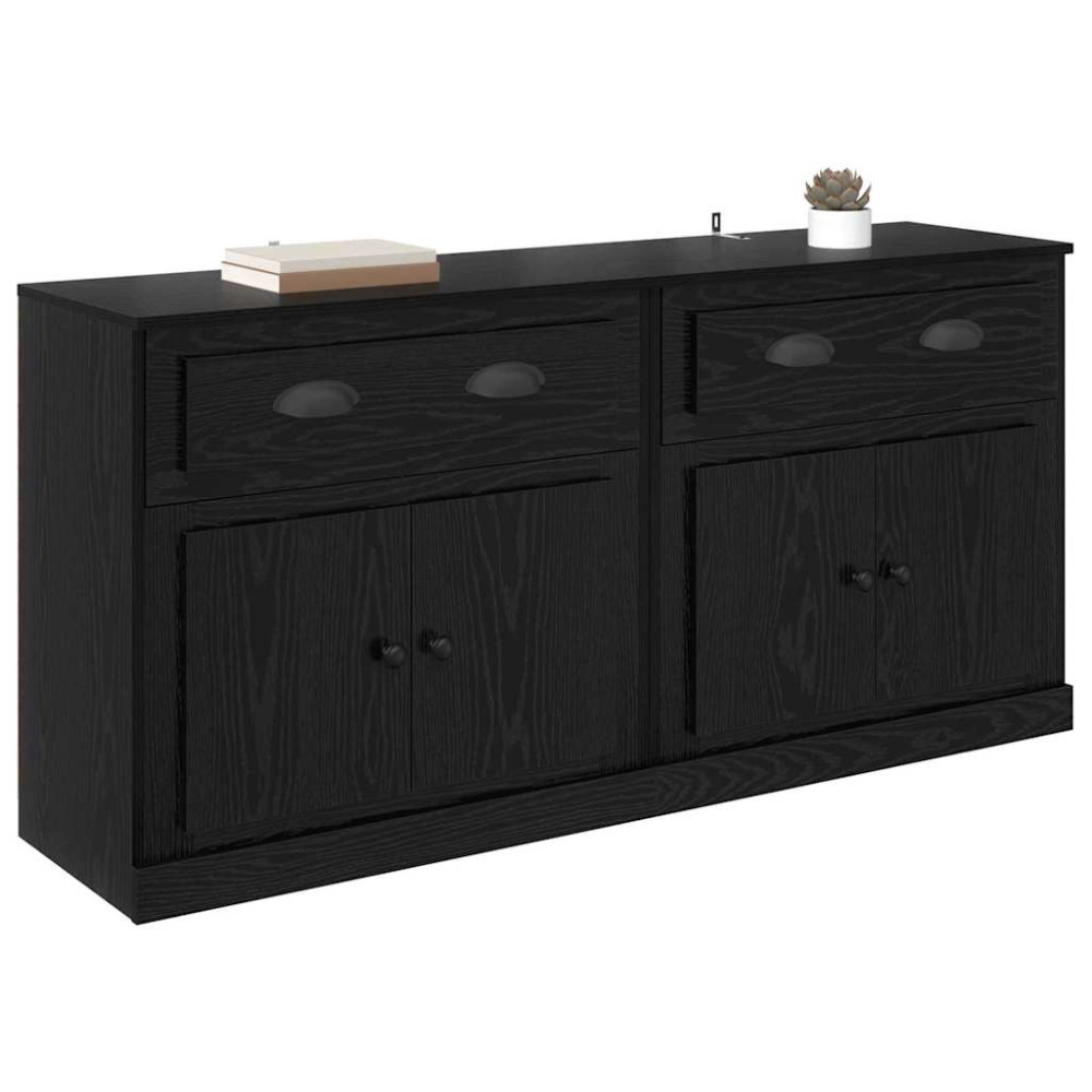 Produktbild för Skåp 2 pcs Svart Ek 70 x 35,5 x 67,5 cm Konstruerat trä