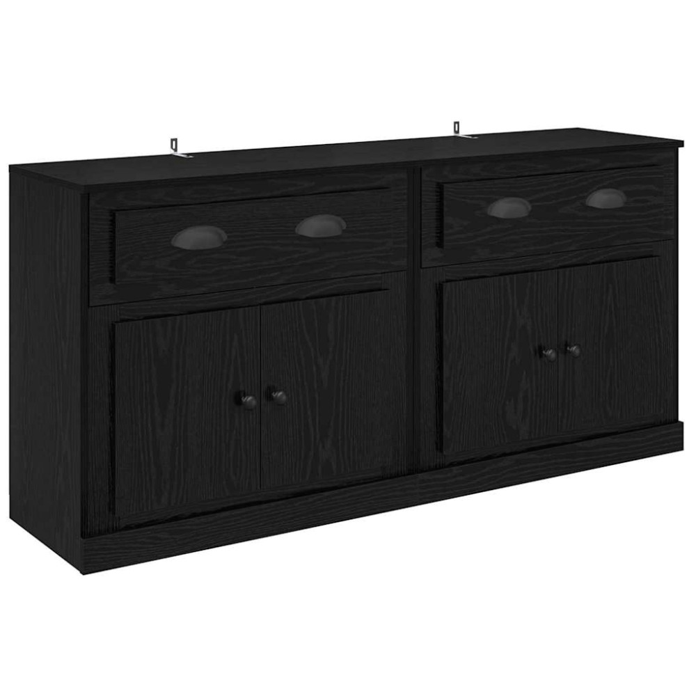 Produktbild för Skåp 2 pcs Svart Ek 70 x 35,5 x 67,5 cm Konstruerat trä