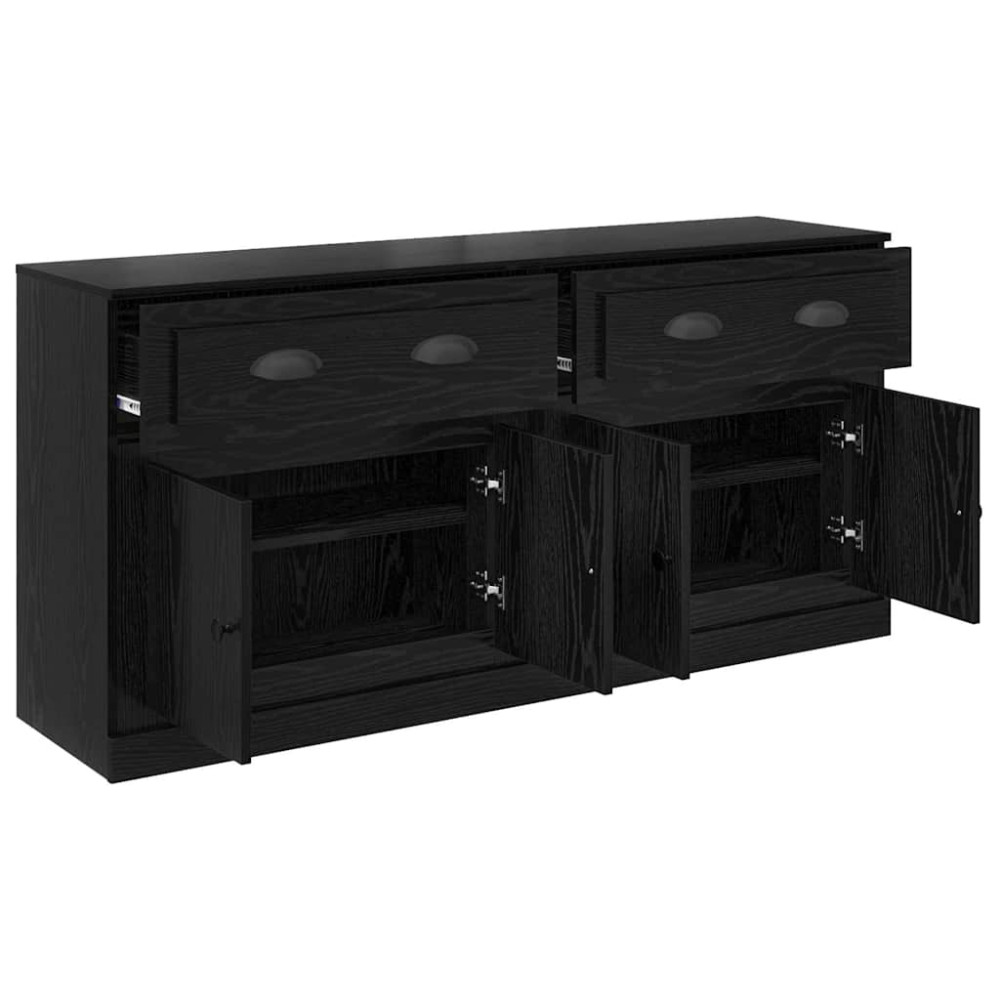 Produktbild för Skåp 2 pcs Svart Ek 70 x 35,5 x 67,5 cm Konstruerat trä