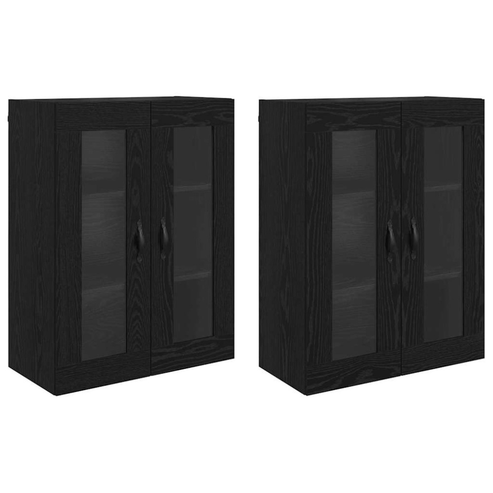 Produktbild för Väggskåp 2 pcs Svart Ek 69,5 x 34 x 90 cm Konstruerat trä