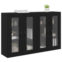 Produktbild för Väggskåp 2 pcs Svart Ek 69,5 x 34 x 90 cm Konstruerat trä
