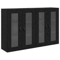 Produktbild för Väggskåp 2 pcs Svart Ek 69,5 x 34 x 90 cm Konstruerat trä