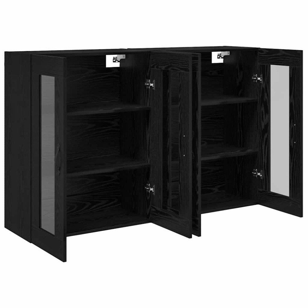Produktbild för Väggskåp 2 pcs Svart Ek 69,5 x 34 x 90 cm Konstruerat trä