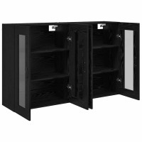 Produktbild för Väggskåp 2 pcs Svart Ek 69,5 x 34 x 90 cm Konstruerat trä