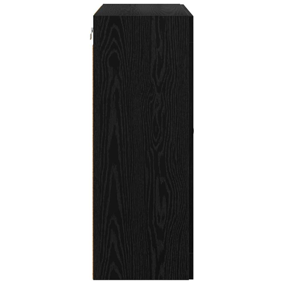 Produktbild för Väggskåp 2 pcs Svart Ek 69,5 x 34 x 90 cm Konstruerat trä
