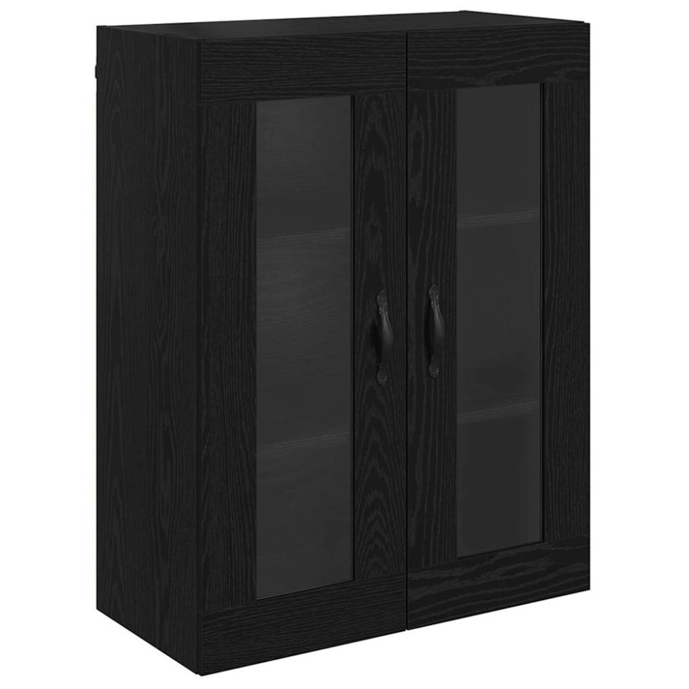 Produktbild för Skåp med låda Svart Ek 69,5 x 34 x 90 cm Konstruerat trä