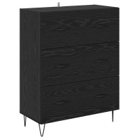 Produktbild för Skåp med låda Svart Ek 69,5 x 34 x 90 cm Konstruerat trä
