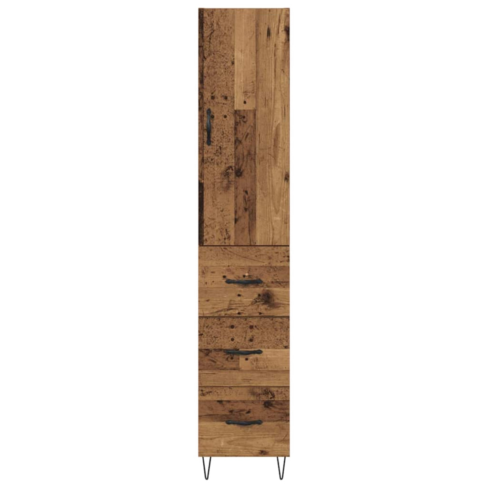 Produktbild för Skåp med låda Gammalt trä 34,5 x 34 x 90 cm Konstruerat trä